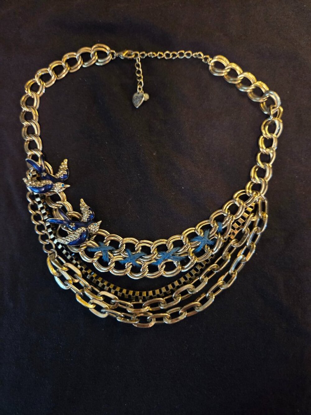 Betsey Johnson Blue Swallow Multi-Strand Necklace